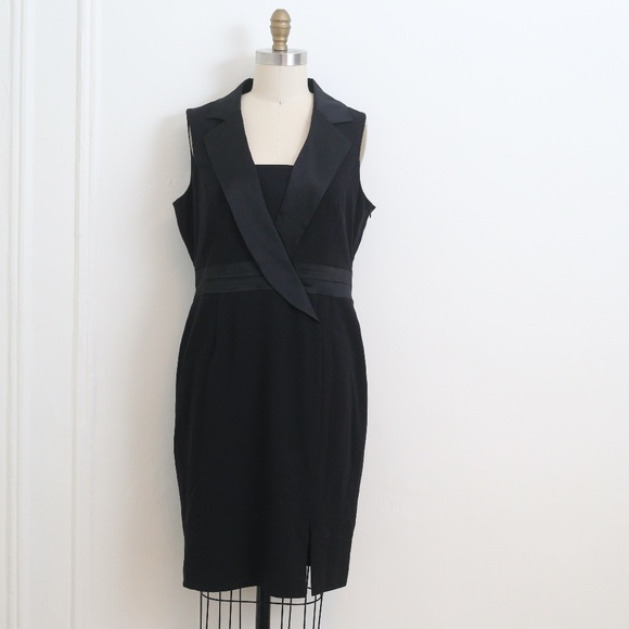 sleeveless tuxedo dress